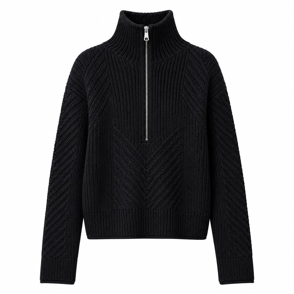 Textured Knit Half-Zip Sweater