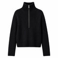 Textured Knit Half-Zip Sweater