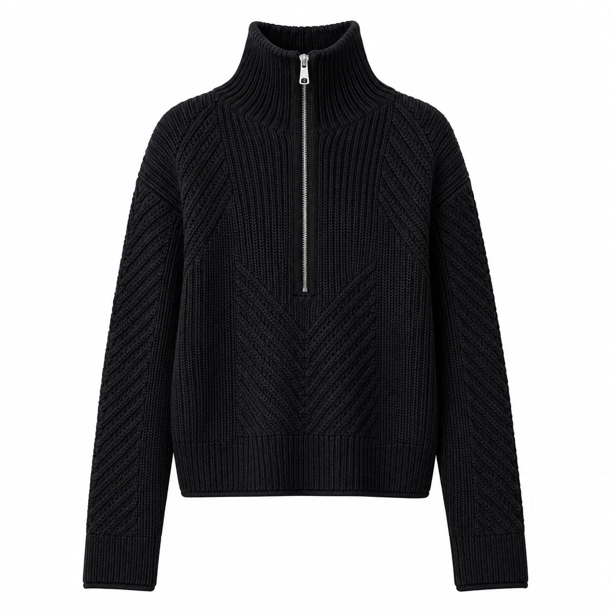 Textured Knit Half-Zip Sweater