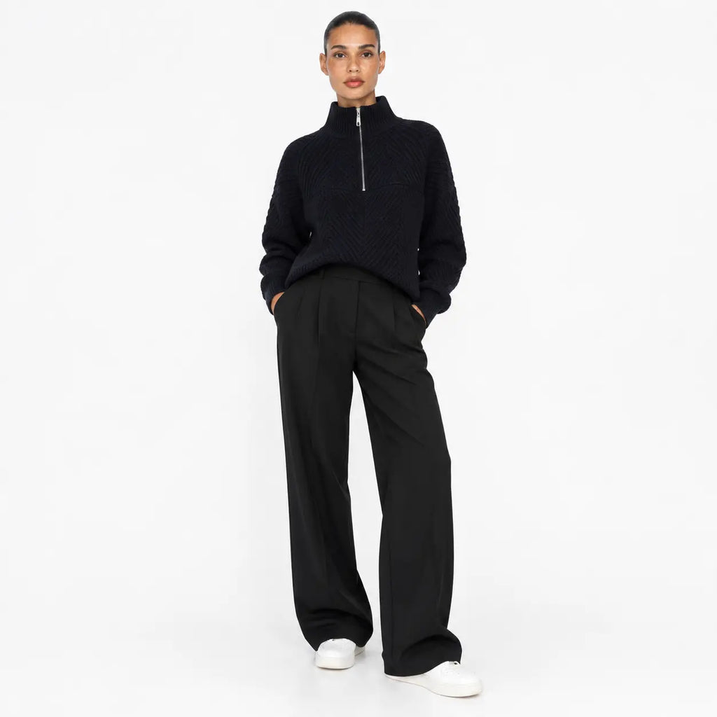 Textured Knit Half-Zip Sweater