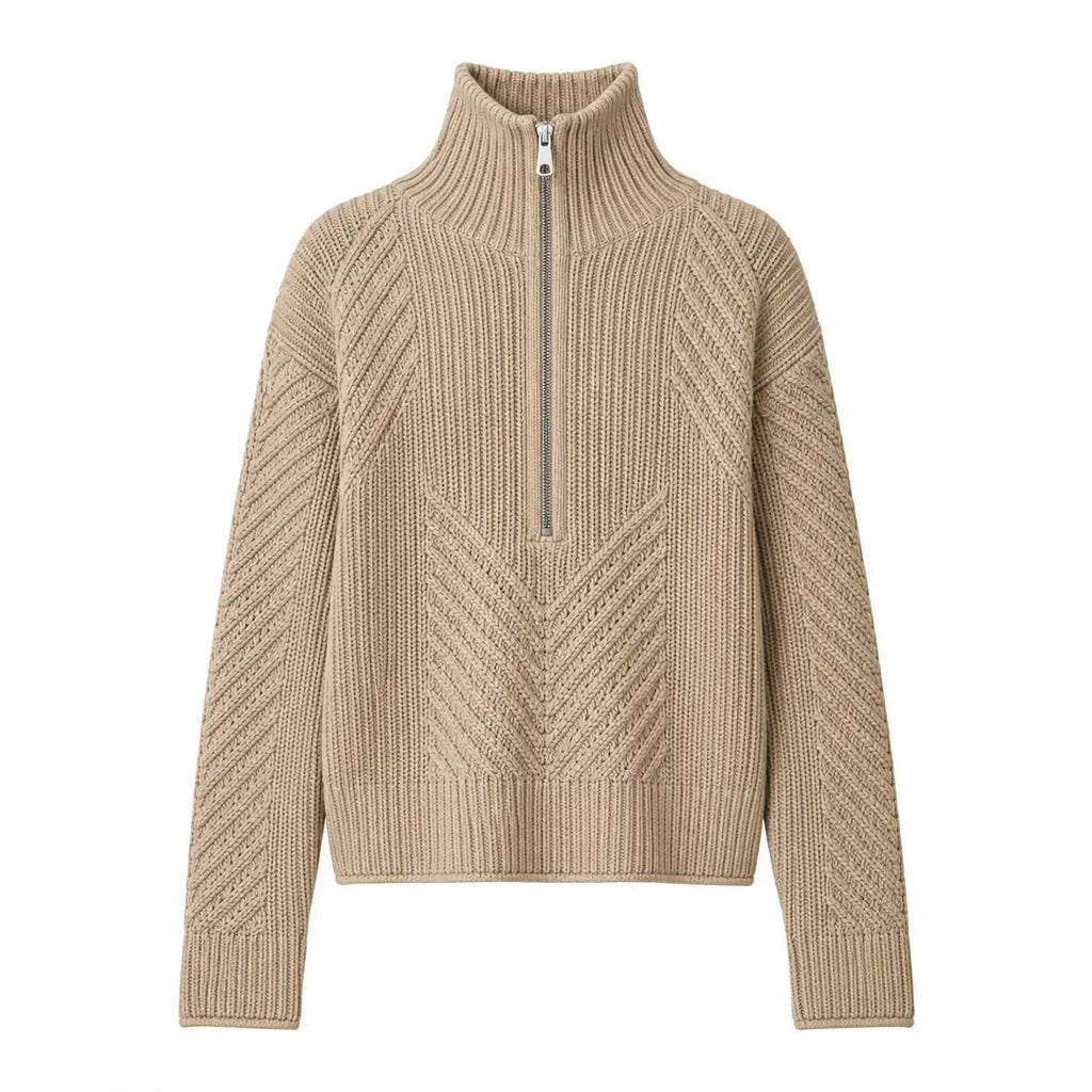 Textured Knit Half-Zip Sweater